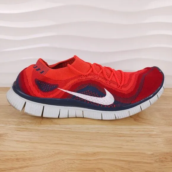 Nike Free Flyknit  Sneakers Mens Size 14 Bright Crimson Running Shoes 615805-616