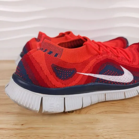 Nike Free Flyknit  Sneakers Mens Size 14 Bright Crimson Running Shoes 615805-616
