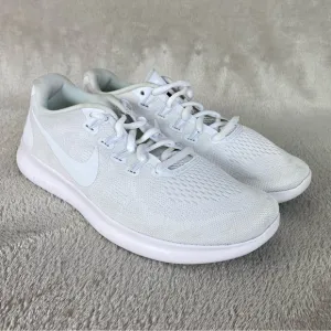 Nike Free RN Flyknit Mens Running Shoes Size 8.5 Pure Platinum White Sneaker