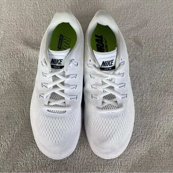 Nike Free RN Flyknit Mens Running Shoes Size 8.5 Pure Platinum White Sneaker
