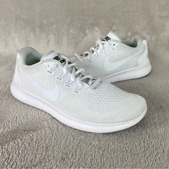 Nike Free RN Flyknit Mens Running Shoes Size 8.5 Pure Platinum White Sneaker