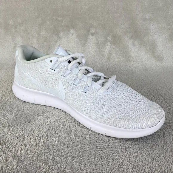 Nike Free RN Flyknit Mens Running Shoes Size 8.5 Pure Platinum White Sneaker
