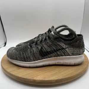 Nike Free RN Flyknit Running Shoes Mens Size 8 Oreo Black Gray Athletic