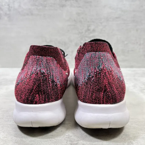 Nike Free RN Flyknit Running Shoes - Women's Size 7.5 - Red Black