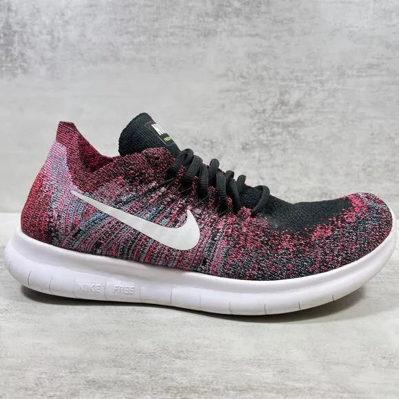 Nike Free RN Flyknit Running Shoes - Women's Size 7.5 - Red Black