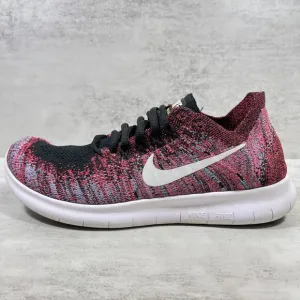 Nike Free RN Flyknit Running Shoes - Women's Size 7.5 - Red Black