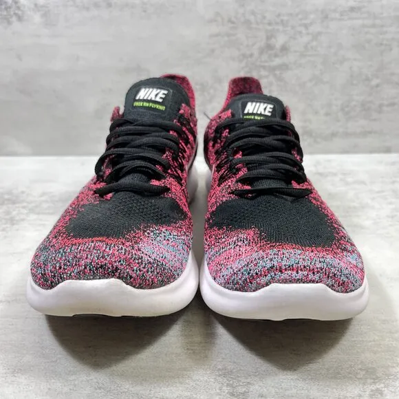 Nike Free RN Flyknit Running Shoes - Women's Size 7.5 - Red Black