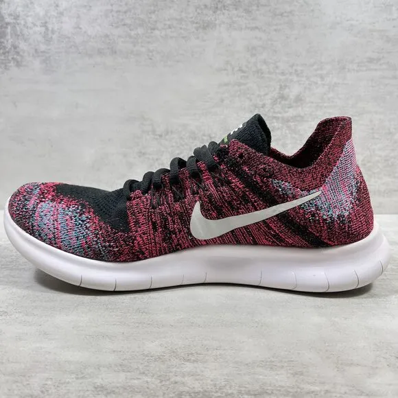 Nike Free RN Flyknit Running Shoes - Women's Size 7.5 - Red Black