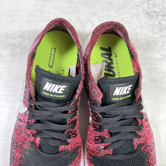 Nike Free RN Flyknit Running Shoes - Women's Size 7.5 - Red Black