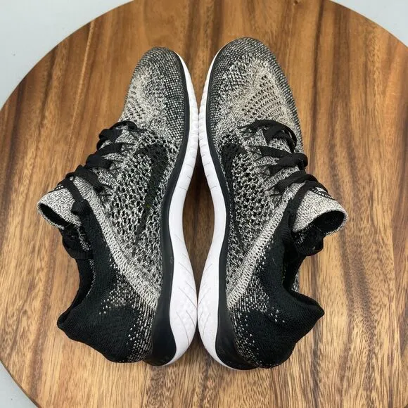 Nike Free RN Flyknit Shoes Womens Size 7 Oreo Sneaker Running Trainer 942839-101