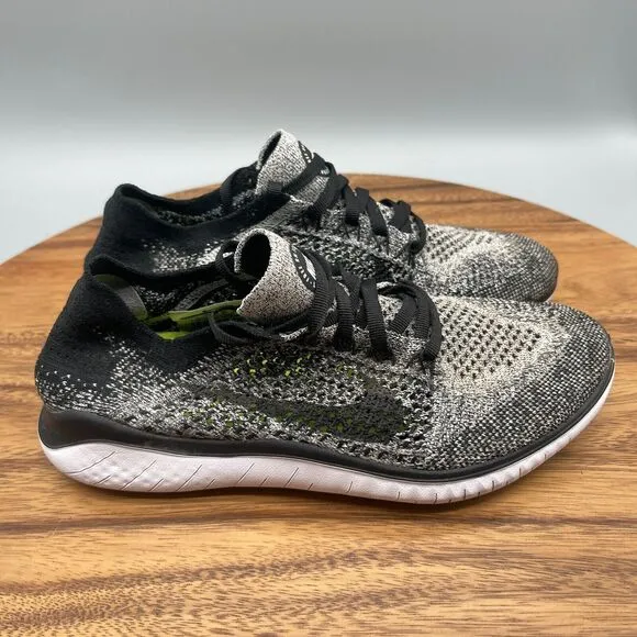 Nike Free RN Flyknit Shoes Womens Size 7 Oreo Sneaker Running Trainer 942839-101