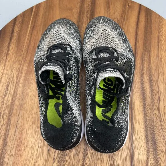 Nike Free RN Flyknit Shoes Womens Size 7 Oreo Sneaker Running Trainer 942839-101