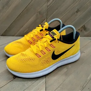 Nike Free RN Running Shoes Womens Size 8 Yellow Black Rare Athletic Sneakers