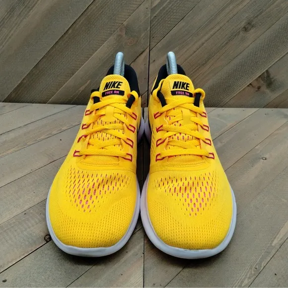 Nike Free RN Running Shoes Womens Size 8 Yellow Black Rare Athletic Sneakers