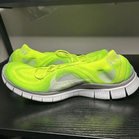 Nike Free Flyknit   5.0 Running Shoes Mens US 14 Volt Wolf Grey Rare 615805-713