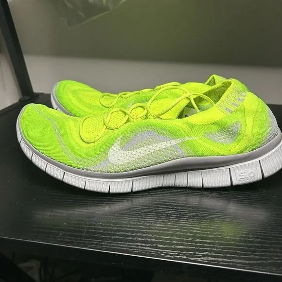 Nike Free Flyknit   5.0 Running Shoes Mens US 14 Volt Wolf Grey Rare 615805-713