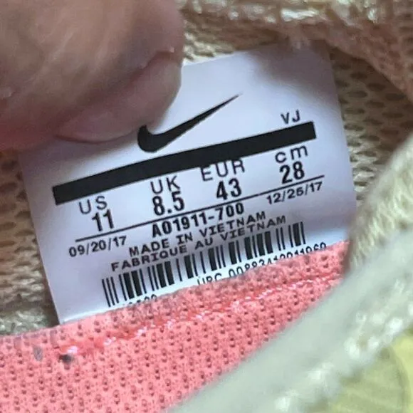 Nike Free RN 2018 Womens Round Toe Running Shoes Yellow Size US 11 A01911-700