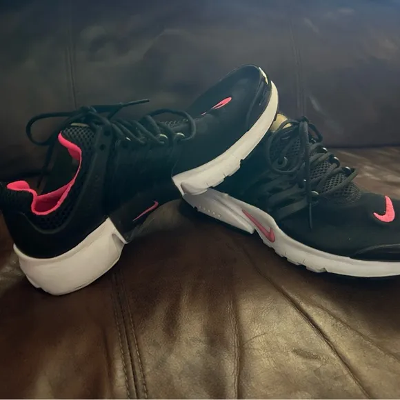 Nike Girls Air Presto Sneaker Casual Black Pink Running Mesh Lace Up Shoes 5YB