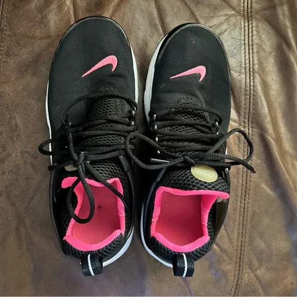 Nike Girls Air Presto Sneaker Casual Black Pink Running Mesh Lace Up Shoes 5YB