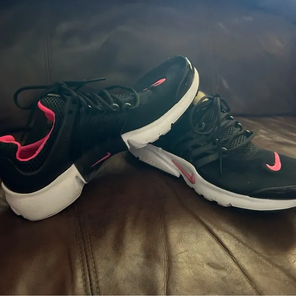 Nike Girls Air Presto Sneaker Casual Black Pink Running Mesh Lace Up Shoes 5YB