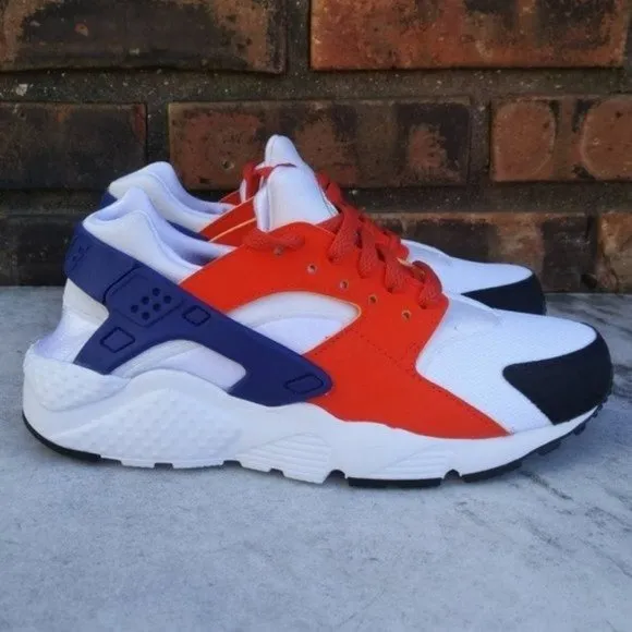 NIKE Huarache Run White Blue Orange Sneakers Women's 7 Shoes