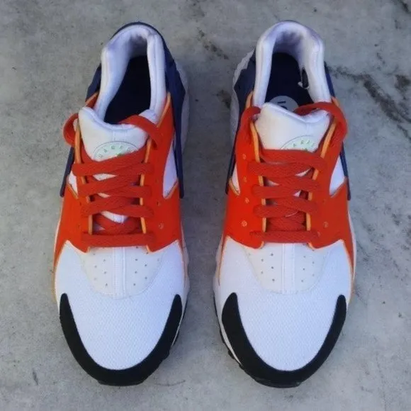 NIKE Huarache Run White Blue Orange Sneakers Women's 7 Shoes