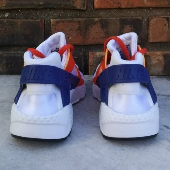 NIKE Huarache Run White Blue Orange Sneakers Women's 7 Shoes