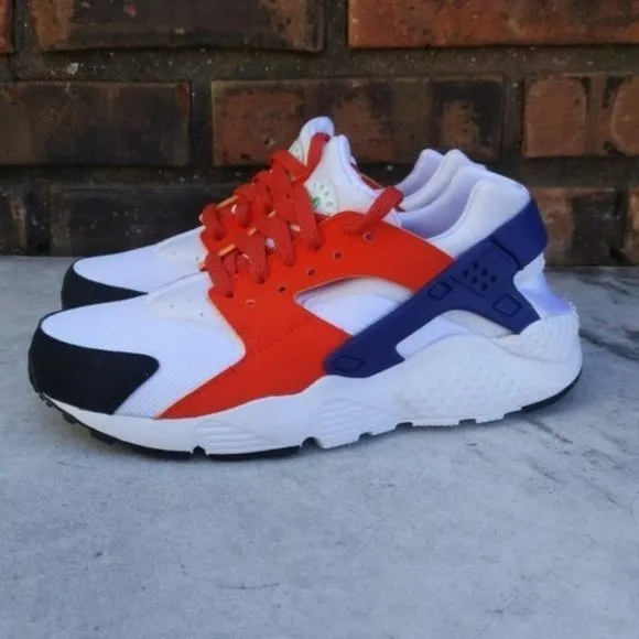 NIKE Huarache Run White Blue Orange Sneakers Women's 7 Shoes