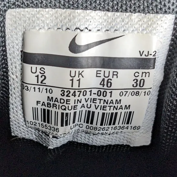 NIKE* Impax Torrent 2010 #324701-001 Black &amp; Gray Sneakers~ Size 12