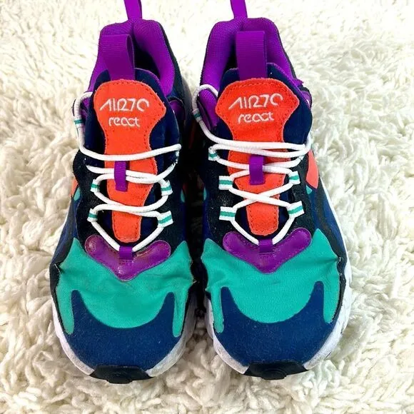 Nike Kids Air Max 270 React Running Shoes Lace Up Low Top Multicolor Size 6.5Y