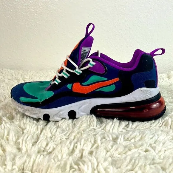 Nike Kids Air Max 270 React Running Shoes Lace Up Low Top Multicolor Size 6.5Y