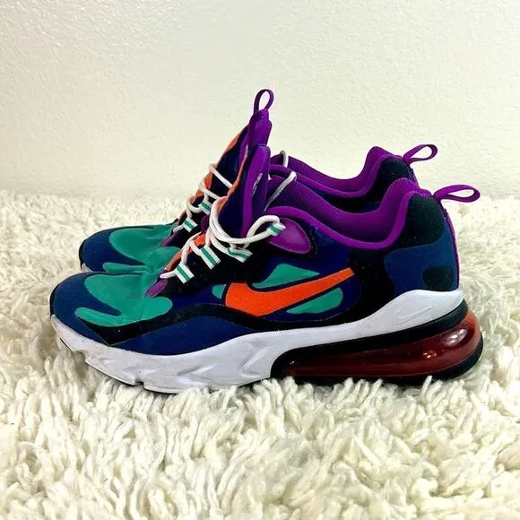 Nike Kids Air Max 270 React Running Shoes Lace Up Low Top Multicolor Size 6.5Y