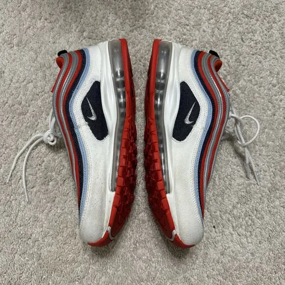 Nike Men AIR MAX 97  DJ5171-600 Athletic Sneakers  RED WHITE Shoes Size 10