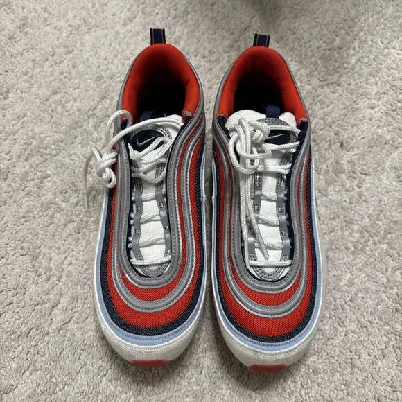 Nike Men AIR MAX 97  DJ5171-600 Athletic Sneakers  RED WHITE Shoes Size 10