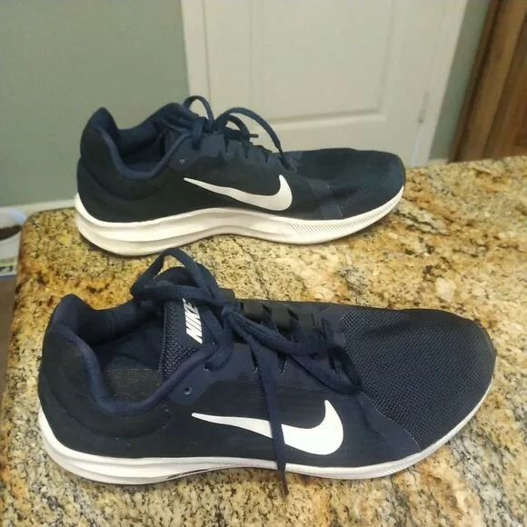 Nike Mens Downshifter 8 AQ2269-400 Blue White Running Shoes Lace Up Size 8.5