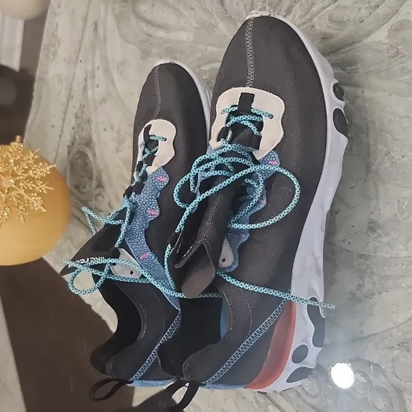 Nike Mens React Element 55 SE Anthracite Blue Fury Sneakers CD2153-001 Size 9.5
