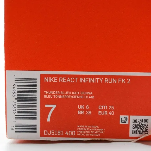 Nike React Infinity Run Flyknit 2 Mens Running Shoes Size 7 Thunder Blue DJ5181