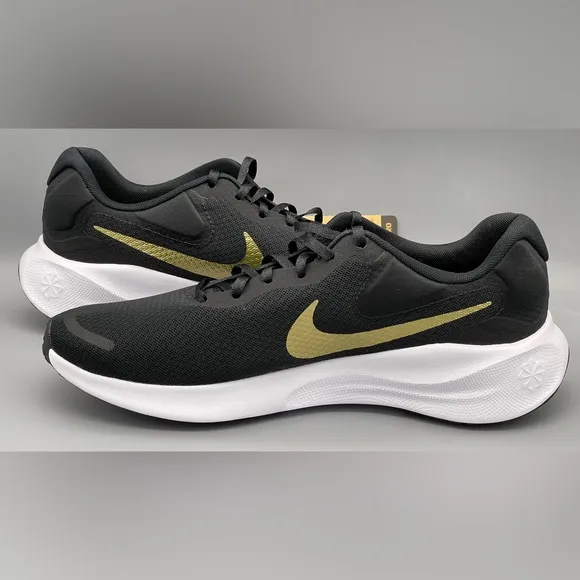 Nike Revolution 7 Athletic Running Shoes Black Gold FB2208-006 Women Sz 10.5 NEW