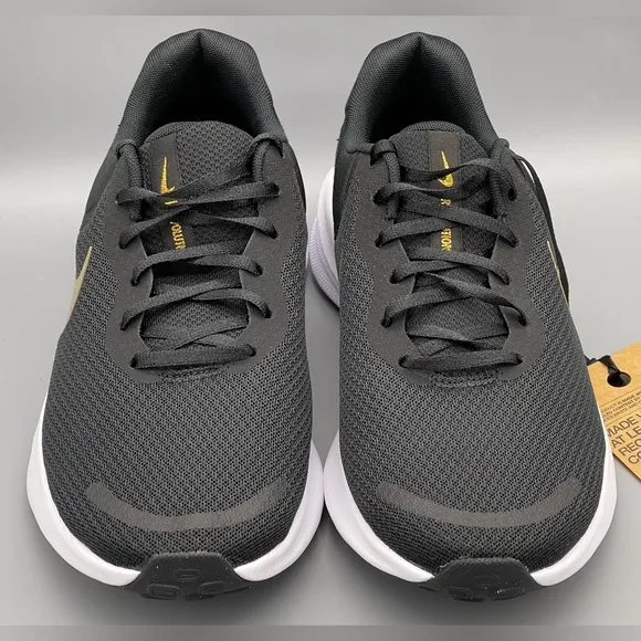 Nike Revolution 7 Athletic Running Shoes Black Gold FB2208-006 Women Sz 10.5 NEW