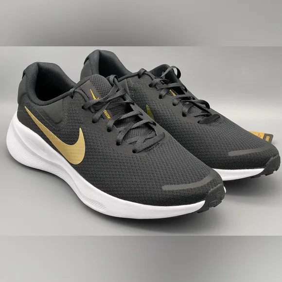 Nike Revolution 7 Athletic Running Shoes Black Gold FB2208-006 Women Sz 10.5 NEW