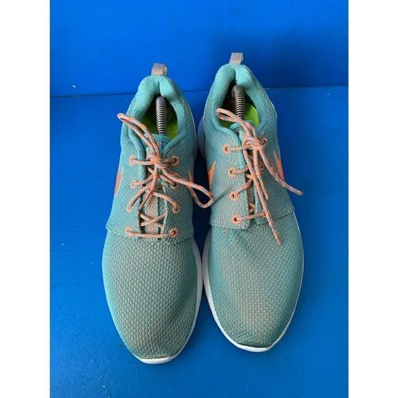 Nike Roshe Run Diffused Jade Blue Orange Running Shoes 511882-303 Women Size 10