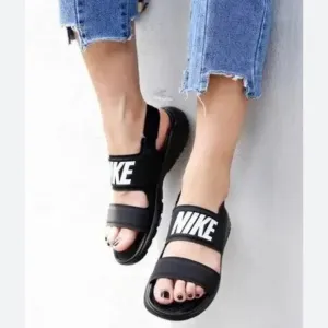 Nike Tanjun Black White Spellout Lightweight Athleisure Sport Sandals