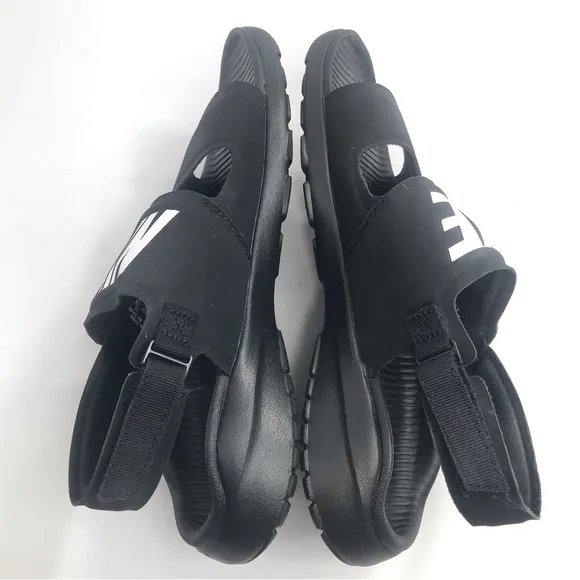 Nike Tanjun Black White Spellout Lightweight Athleisure Sport Sandals