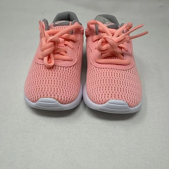 Nike Tanjun Youth 10.5c Girls Pink‎ Gray &amp; Gold Sneakers Shoes 818385-607 New