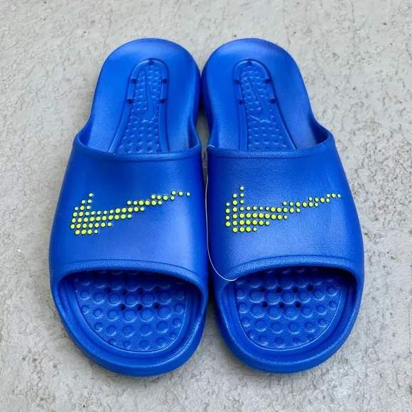 NIKE VICTORI ONE SHOWER SLIDE ROYAL BLUES NEONS WATERPROOF
