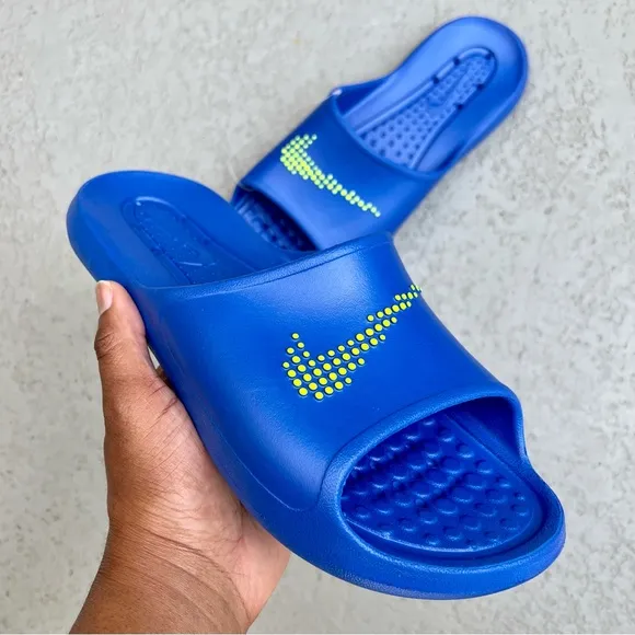 NIKE VICTORI ONE SHOWER SLIDE ROYAL BLUES NEONS WATERPROOF