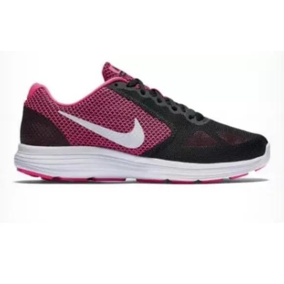 Nike Women's Revolution 3 Black and Pink Running Shoes Sneakers Size 11