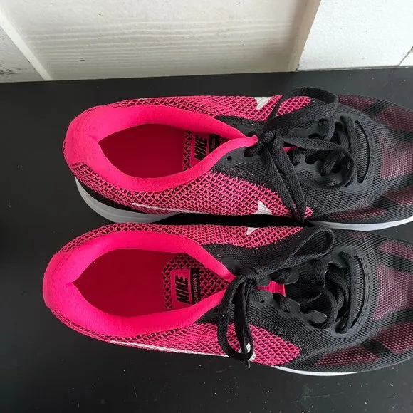 Nike Women's Revolution 3 Black and Pink Running Shoes Sneakers Size 11
