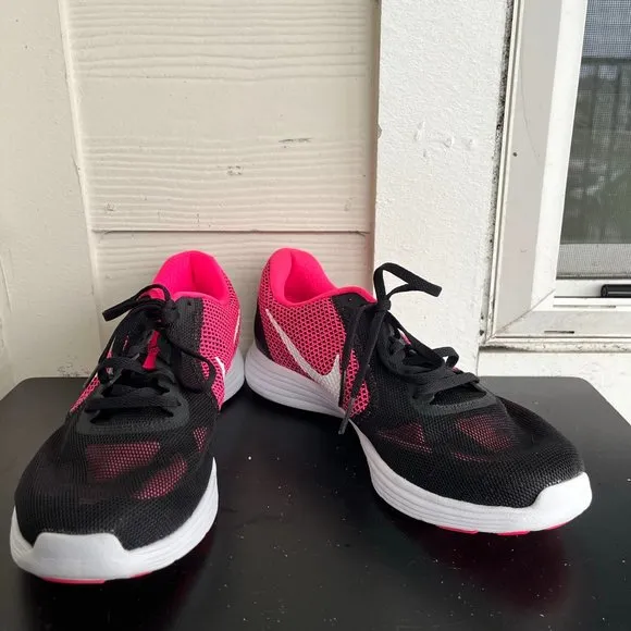 Nike Women's Revolution 3 Black and Pink Running Shoes Sneakers Size 11