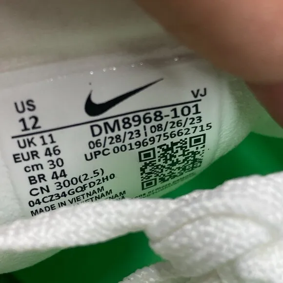Nike Zoom Fly 5 Low Mens Running Shoes White Green DM8968-101 VNDS Sz 12